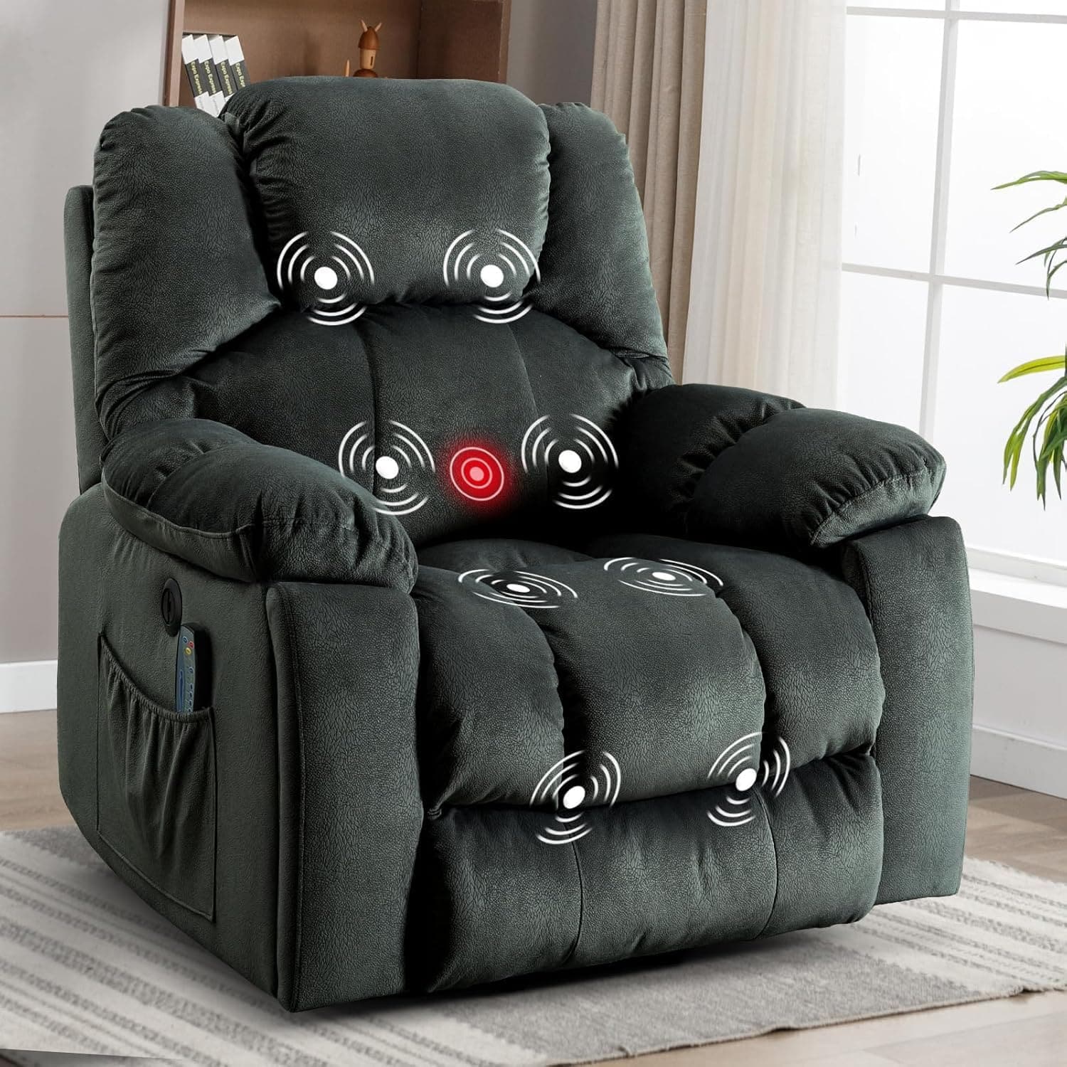 Front. Bestier - Oversize Power Lift Recliner Chair with Massage and Heating - Large Massage Recliner Chair - Gray.