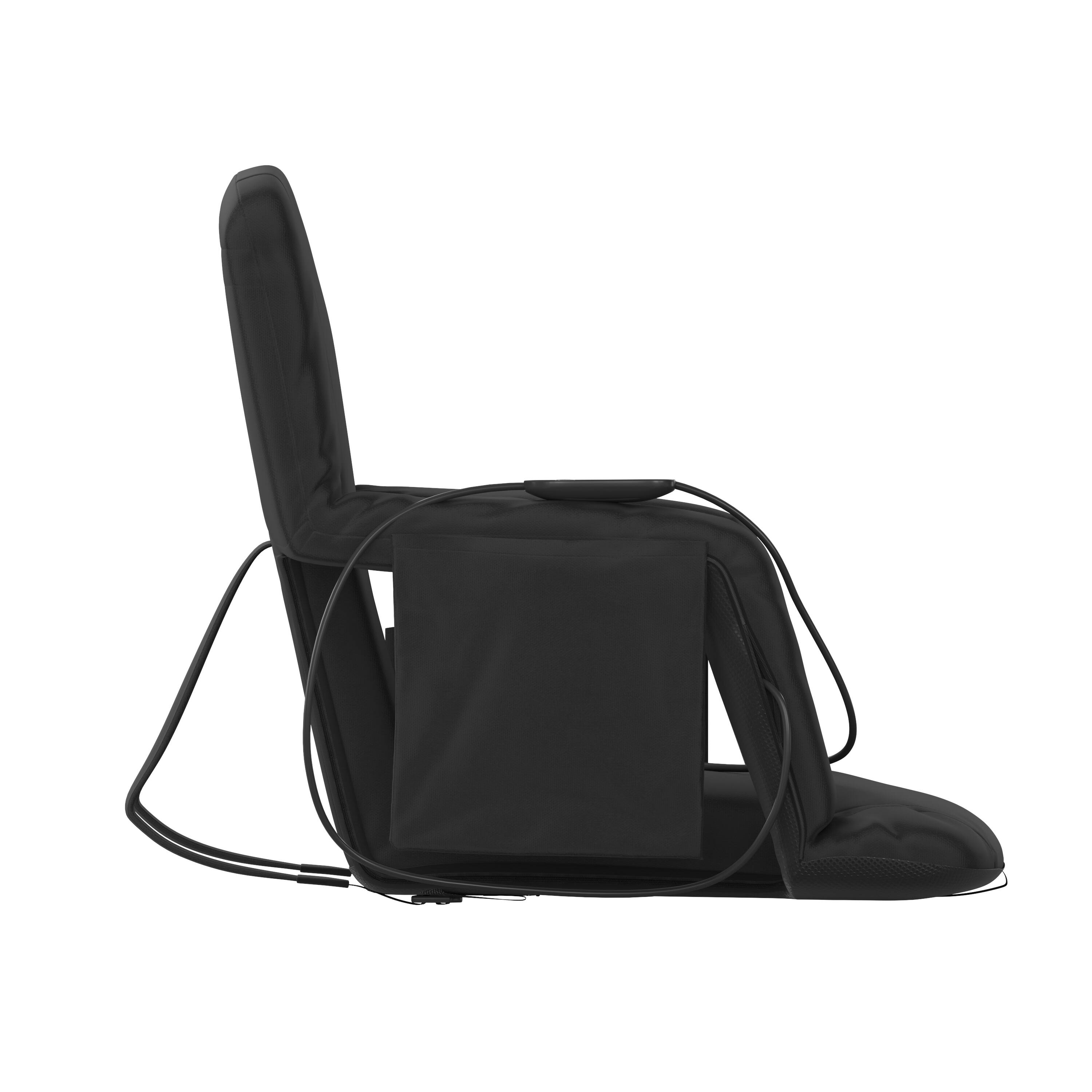Alt View 9. Emma + Oliver - Foldable Reclining Stadium Chair with Backpack Straps-Heated Back and Seat - Black.