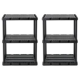 Gracious Living - 3 Shelf Knect-A-Shelf Solid Light Duty Storage Unit, Black 2Pack - 3 Shelf - Black