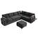 Alt View 3. Dyonery - Dyonery 7-seater U-shaped sofa, with pull-out bed, reclining backrest, storage cabinet, tool-free assembly, snow velvet - Black.