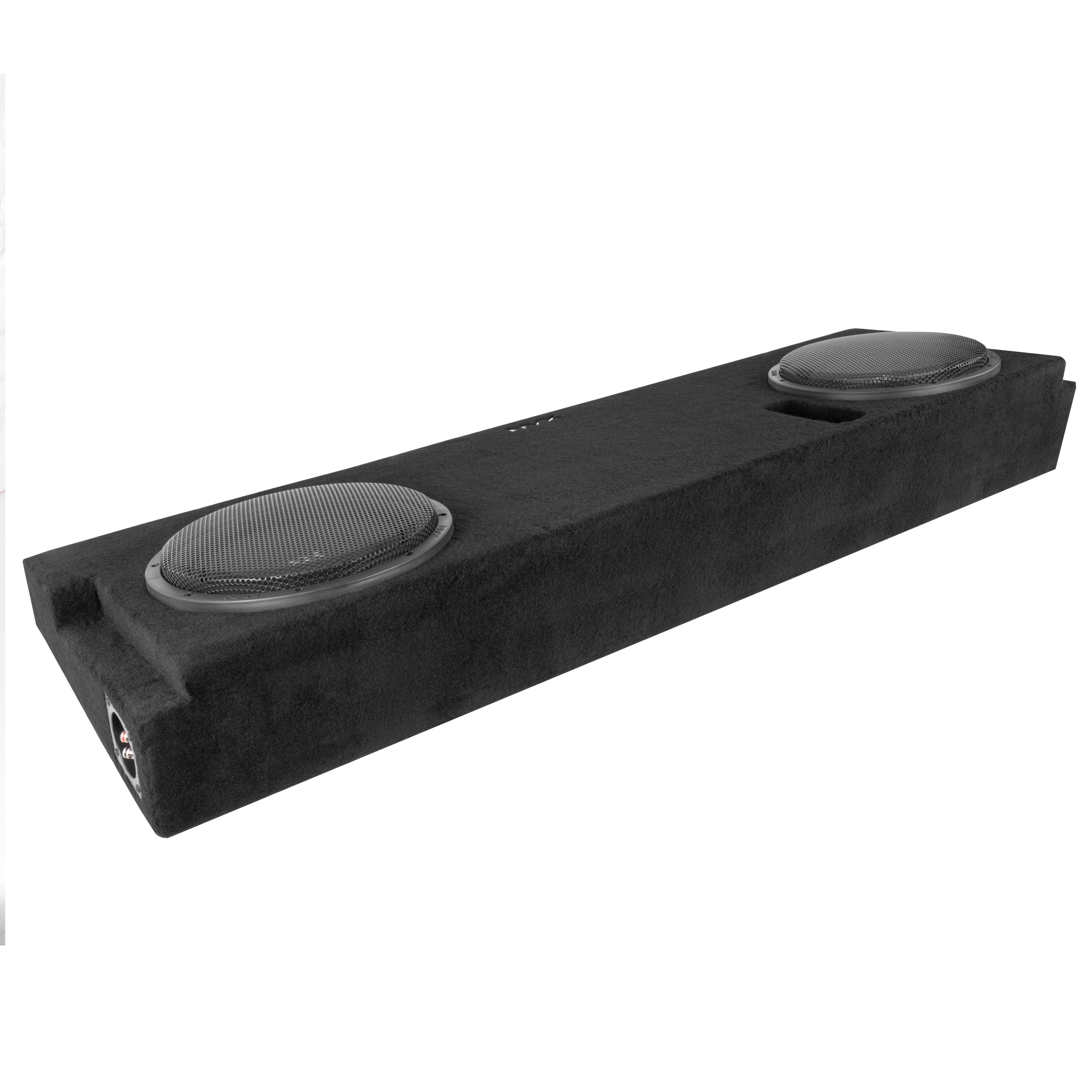 Angle. NVX - Custom Fit 800W RMS Dual 12in Sealed Loaded Subwoofer Enclosure for 2014-2021 Toyota Tundra Crew Max Trucks.