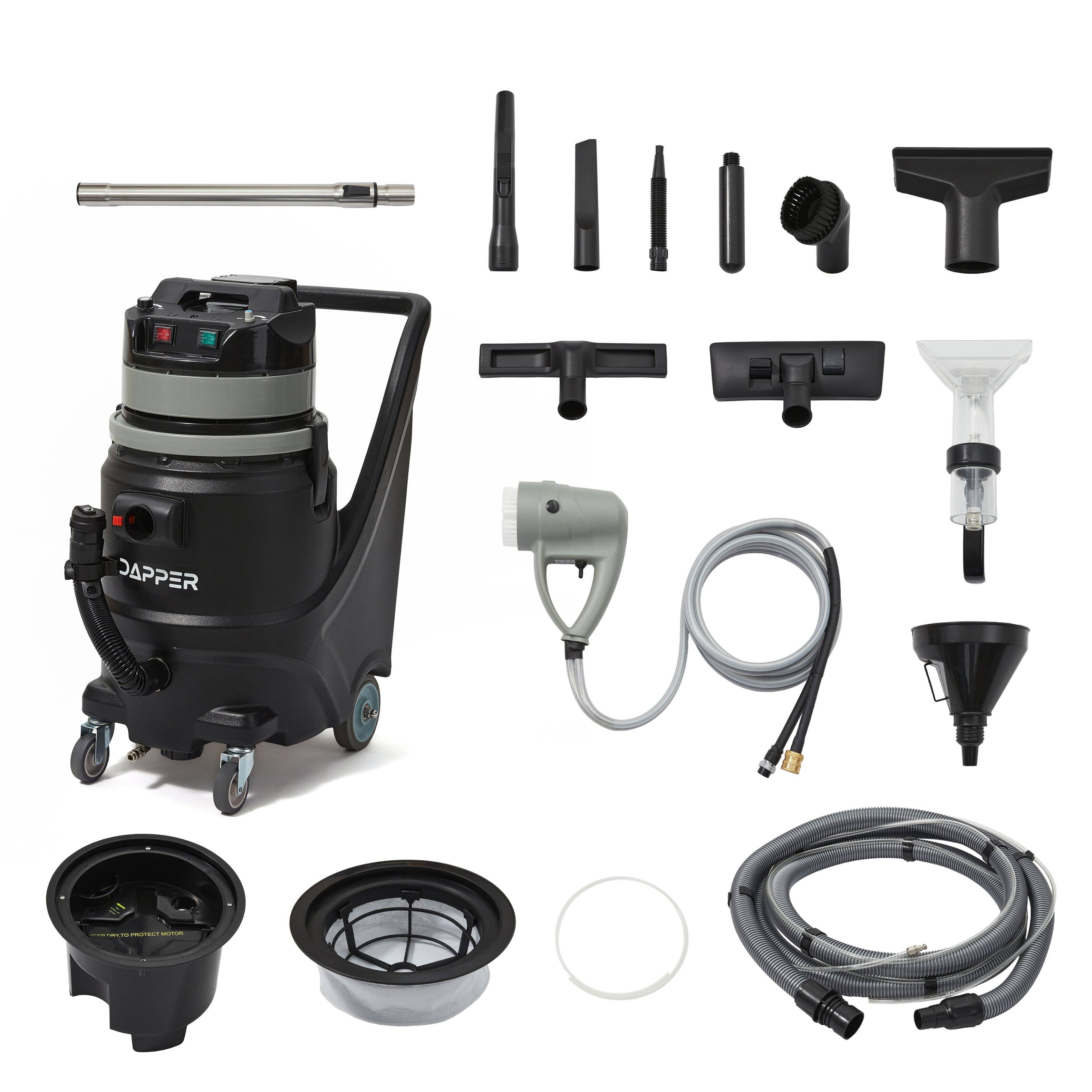 Alt View 1. Dapper Supply - Commercial Steam Wet/Dry Vacuum Cleaner with Extraction, 1 Gal. Solution & 3.5 Gal. Recovery Tank - Black.