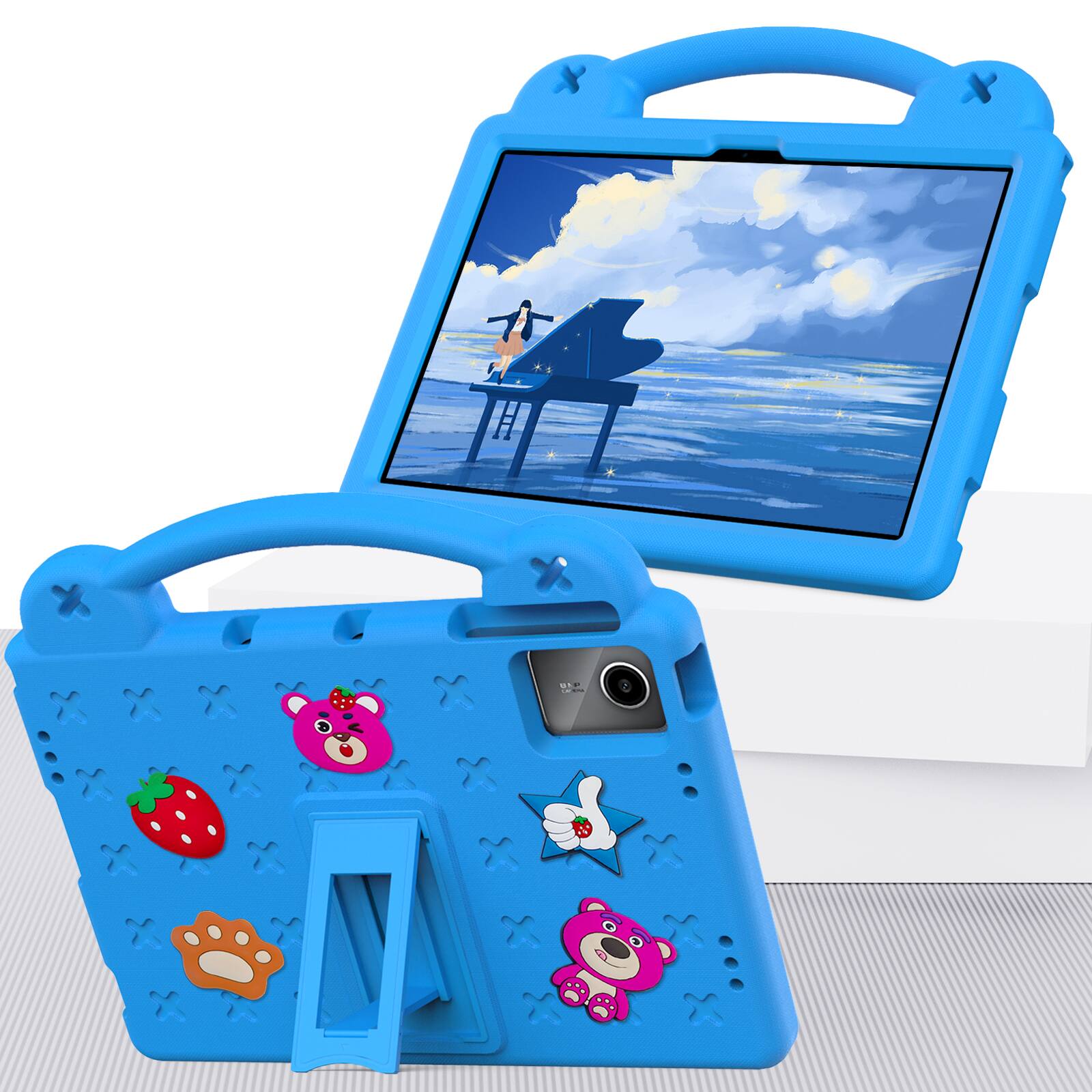 Alt View 1. Dteck - For Lenovo Tab M11 2024 11'' Cute Cartoon Kid Case Built-in Kickstand Handle Grip Shockproof Cover - Skyblue.