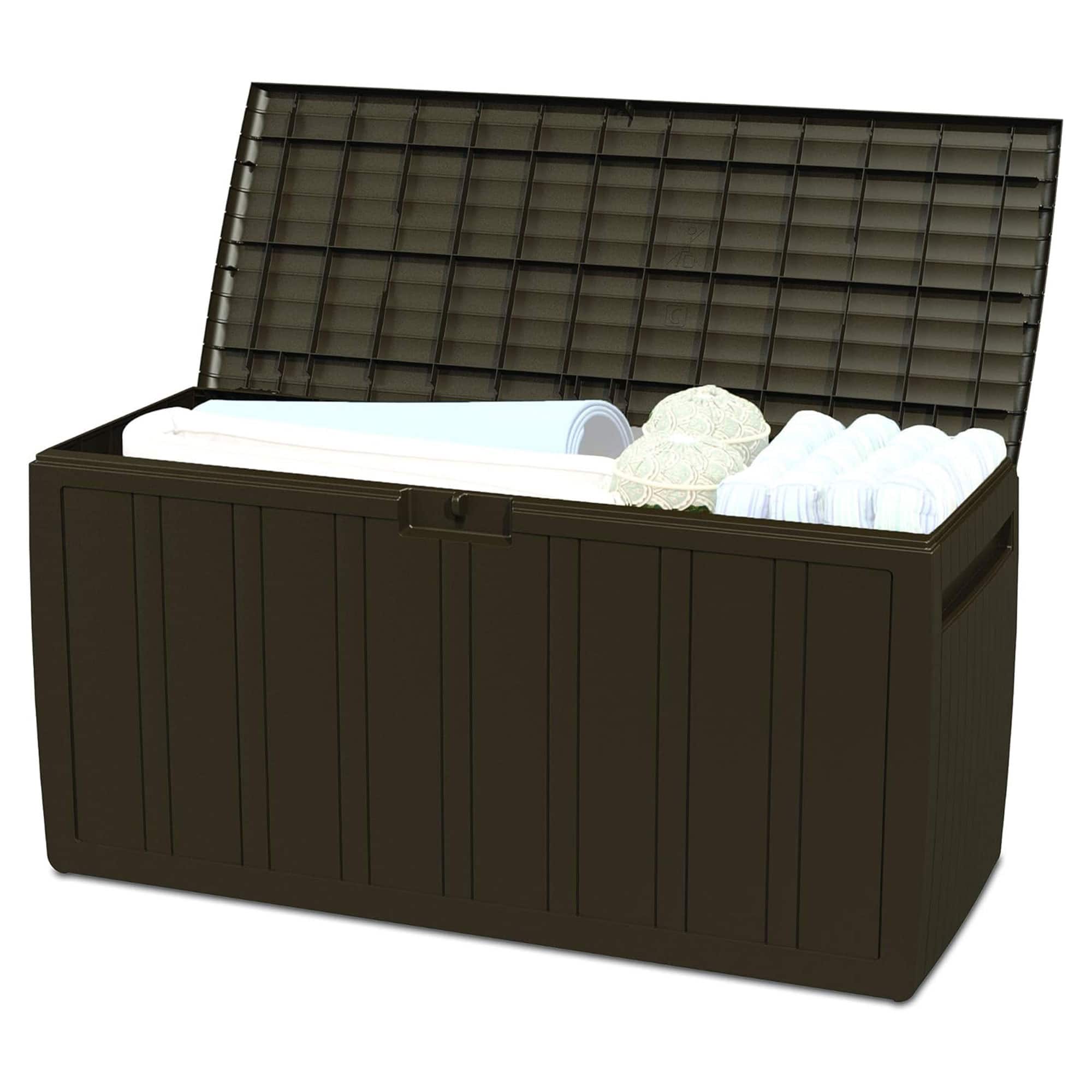 Ram Quality Products - Outdoor Backyard Patio Storage Deck Box, 71 Gallon - Brown