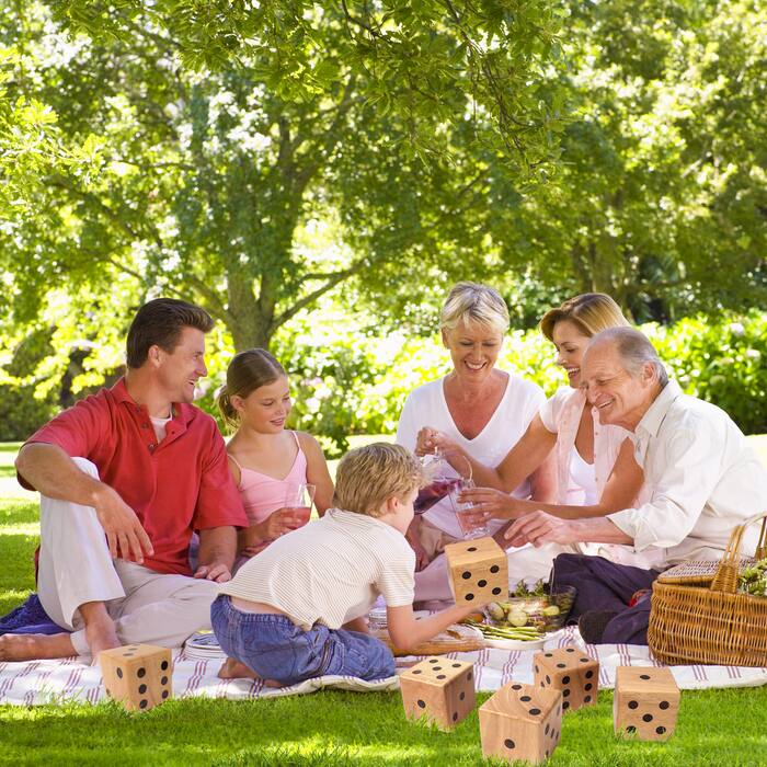Alt View 2. GSE Games & Sports Expert - 3.5-Inch Premium Oak Giant Yard Dice Set with Carrying Bag and Yardzee & Farkle Scorecard..