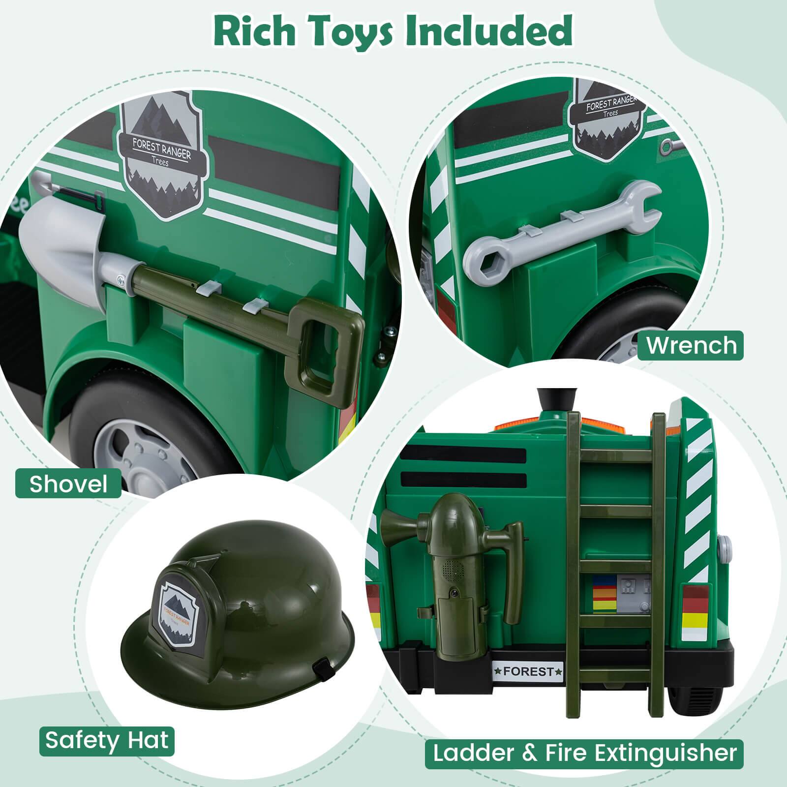 Rich Toys Included

- Shovel
- Wrench
- Safety Hat
- Ladder & Fire Extinguisher