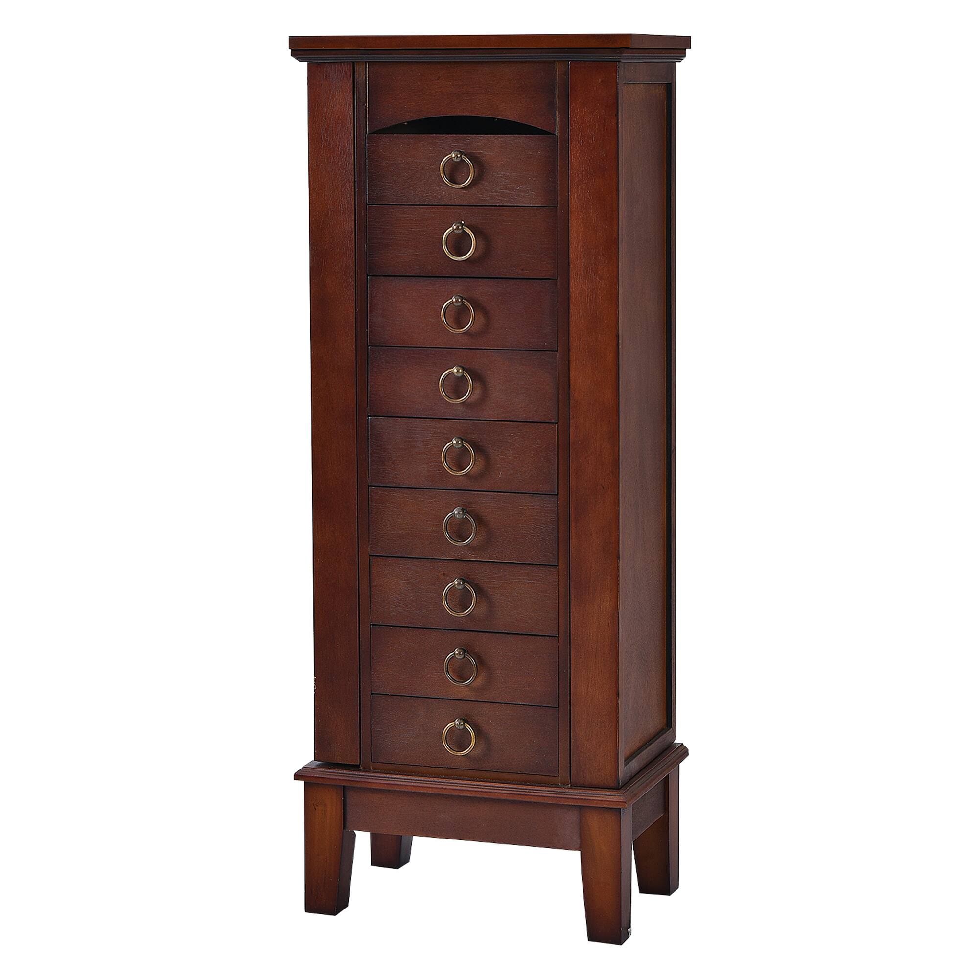 Alt View 5. Gymax - Gymax Jewelry Cabinet Armoire Wood Storage Box Chest Stand Organizer - Walnu.