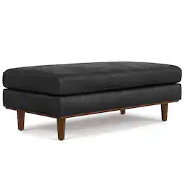 Simpli Home - Morrison Large Rectangular Ottoman Genuine Leather - Graphite Grey