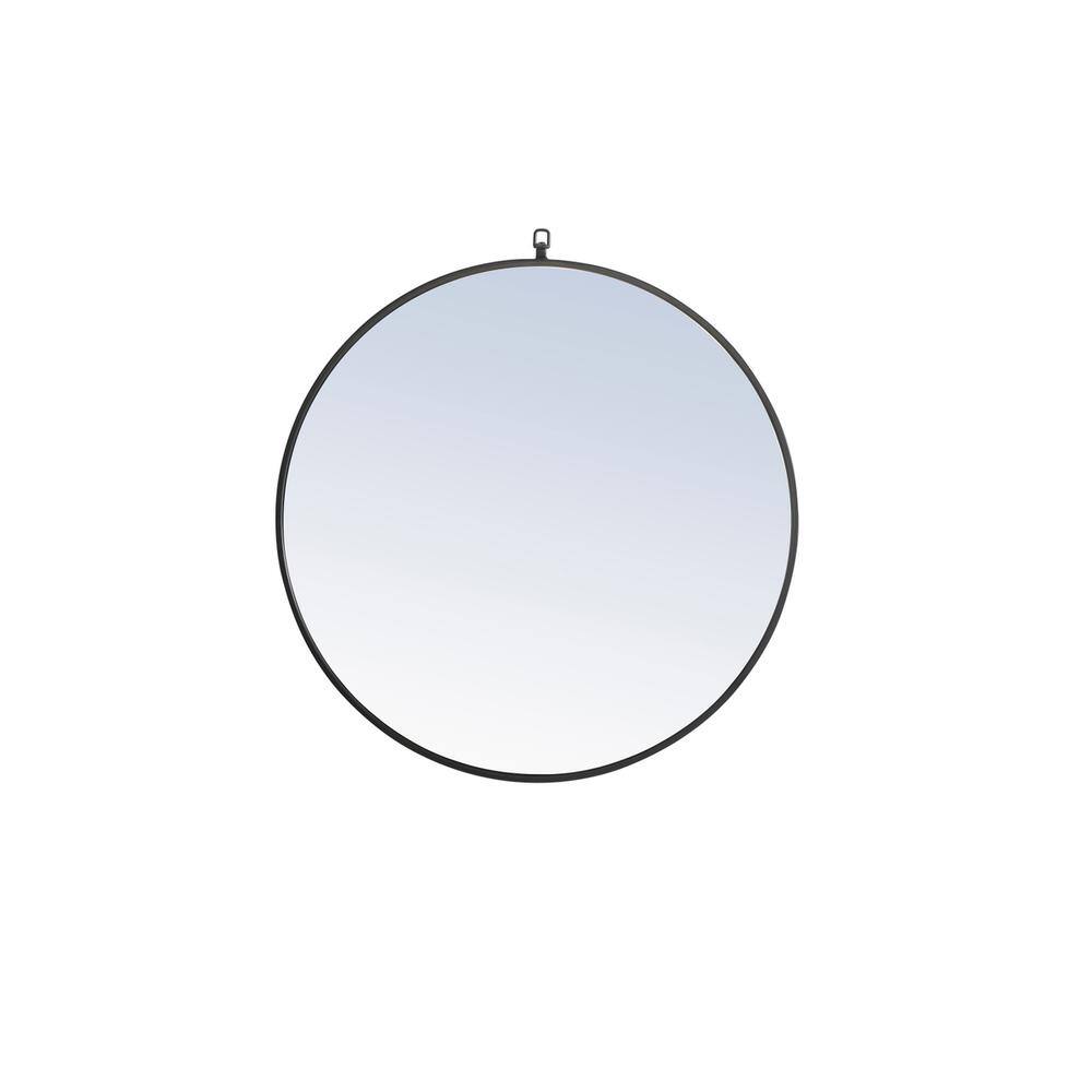 Alt View 7. Elegant Decor - Metal frame Round Mirror with decorative hook 32 inch Black finish - Black.