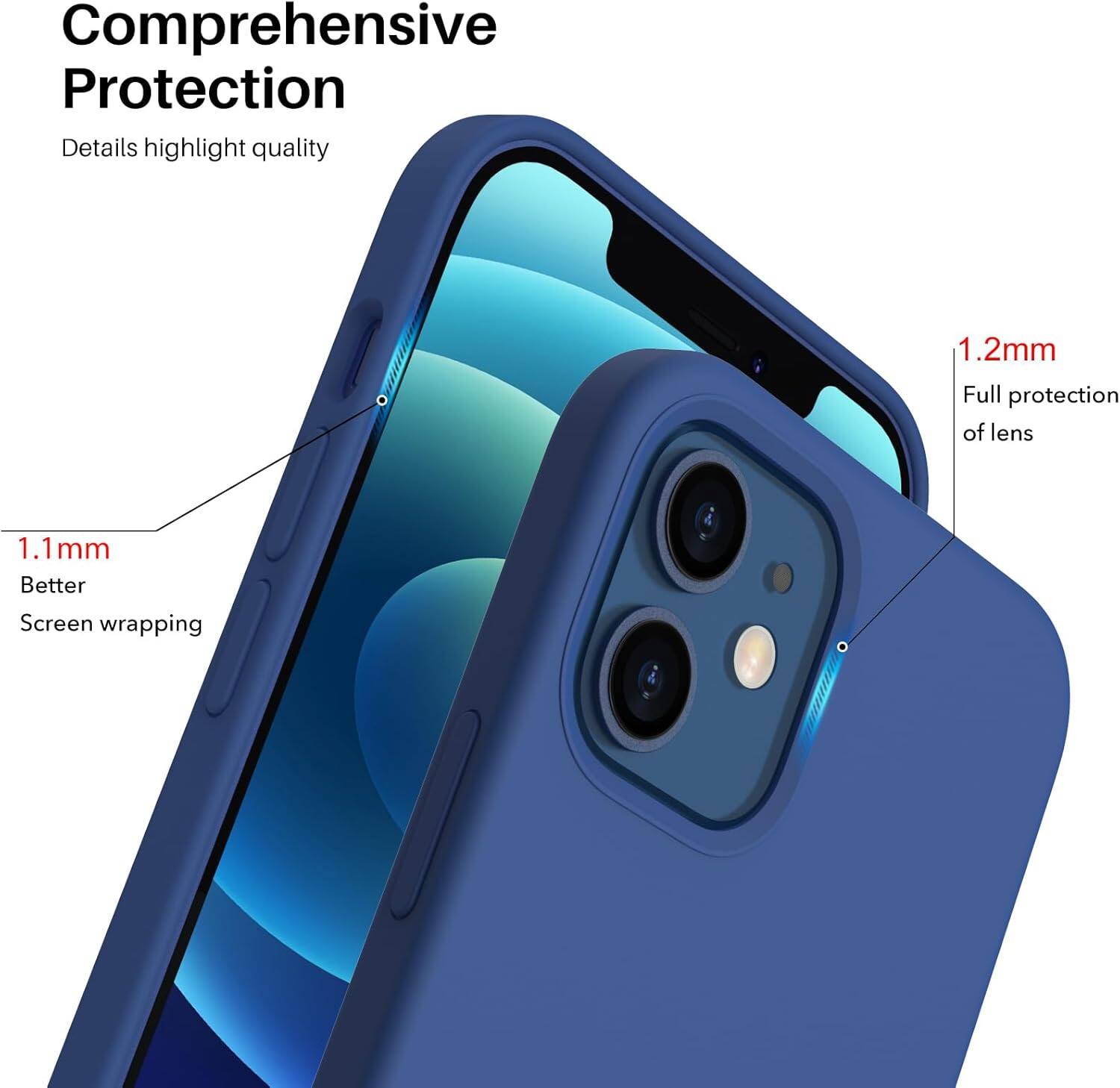 Comprehensive Protection Details highlight quality 1.2mm Full protection of lens 1.1mm Better Screen wrapping