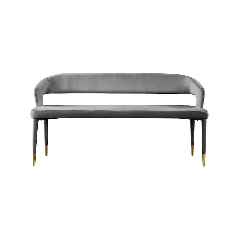 Left. Meridian Furniture - Destiny Grey Velvet Bench - Grey Velvet.