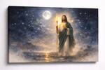 Front. FC Design - Large Canvas 24x36" Ready-to-Hang Midnight Blue Sacred Christ Art Painting Home Wall Décor - MultiColor.