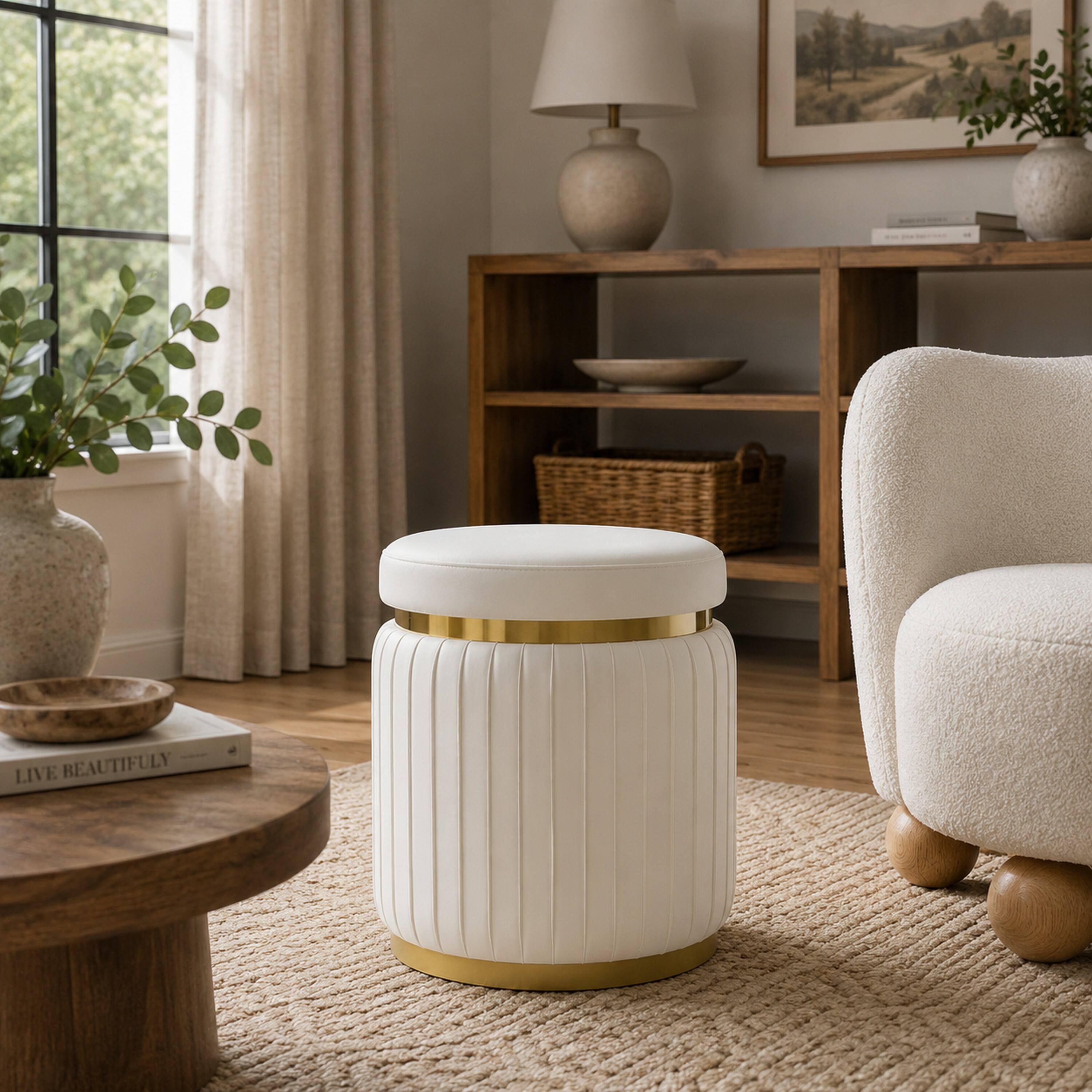 Manhattan Lane Karie Ottoman Stool, Trim, Vertical Channel Design ...