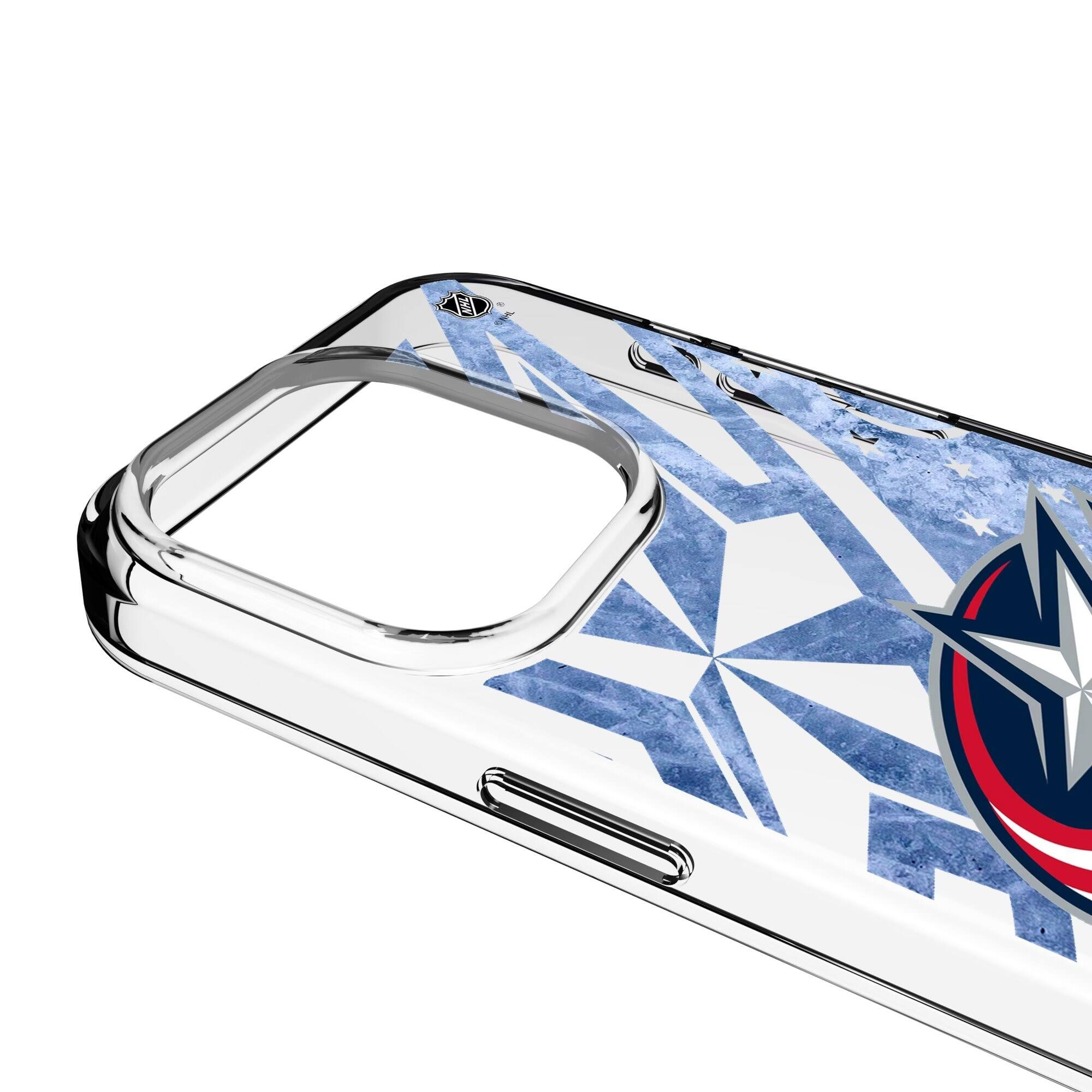 Alt View 2. Keyscaper - Columbus Blue Jackets iPhone Clear Ice Case - 16e - Multicolor.