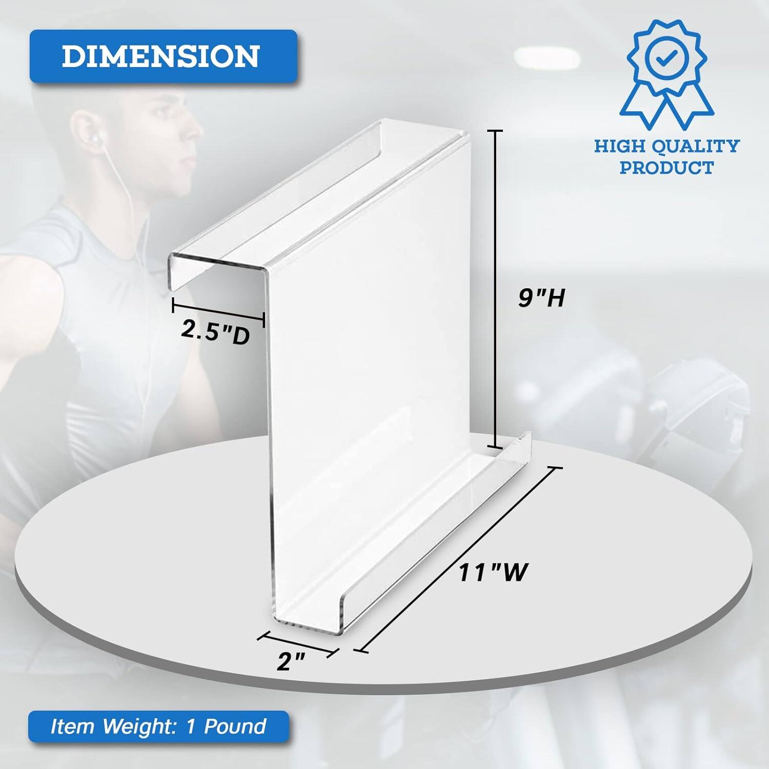 DIMENSION HIGH QUALITY PRODUCT 2.5"D 9"H 11"W 2" Item Weight: 1 Pound