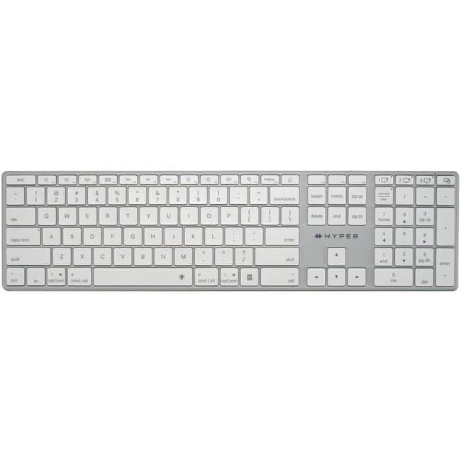 Hyper - HyperSpace Bluetooth Wireless Keyboard - Wired/Wireless Connectivity - Bluetooth - 5 - USB Type C Interface - LED - Silver