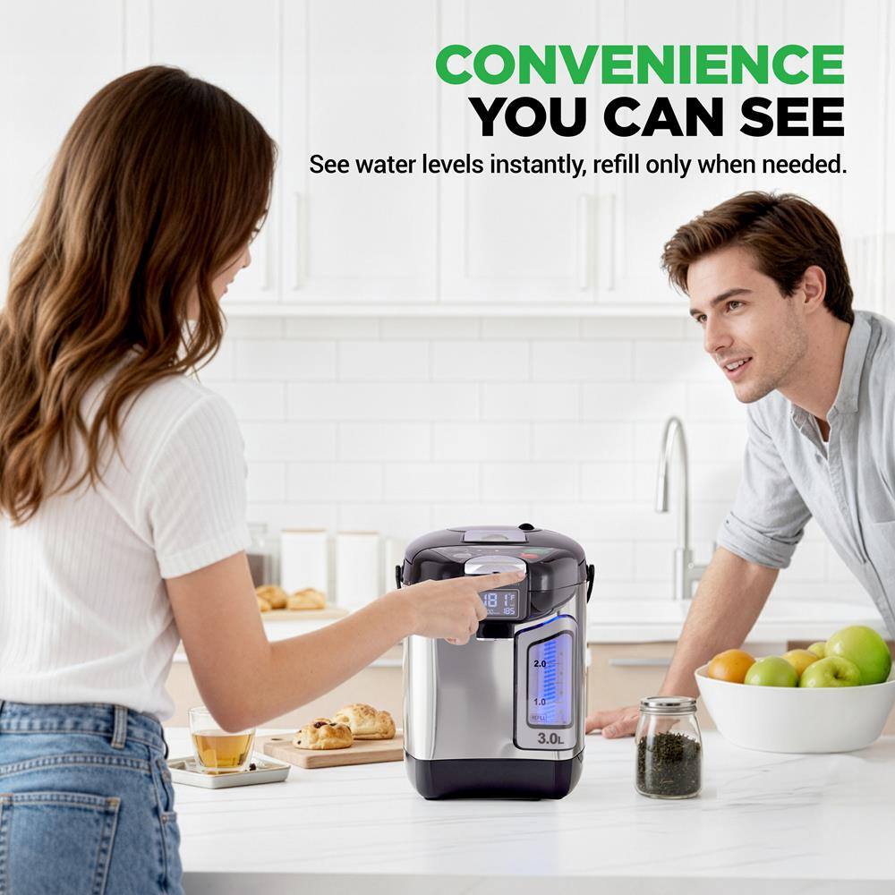 CONVENIENCE YOU CAN SEE  
See water levels instantly, refill only when needed.  
18 2.0 1.0 3.0L