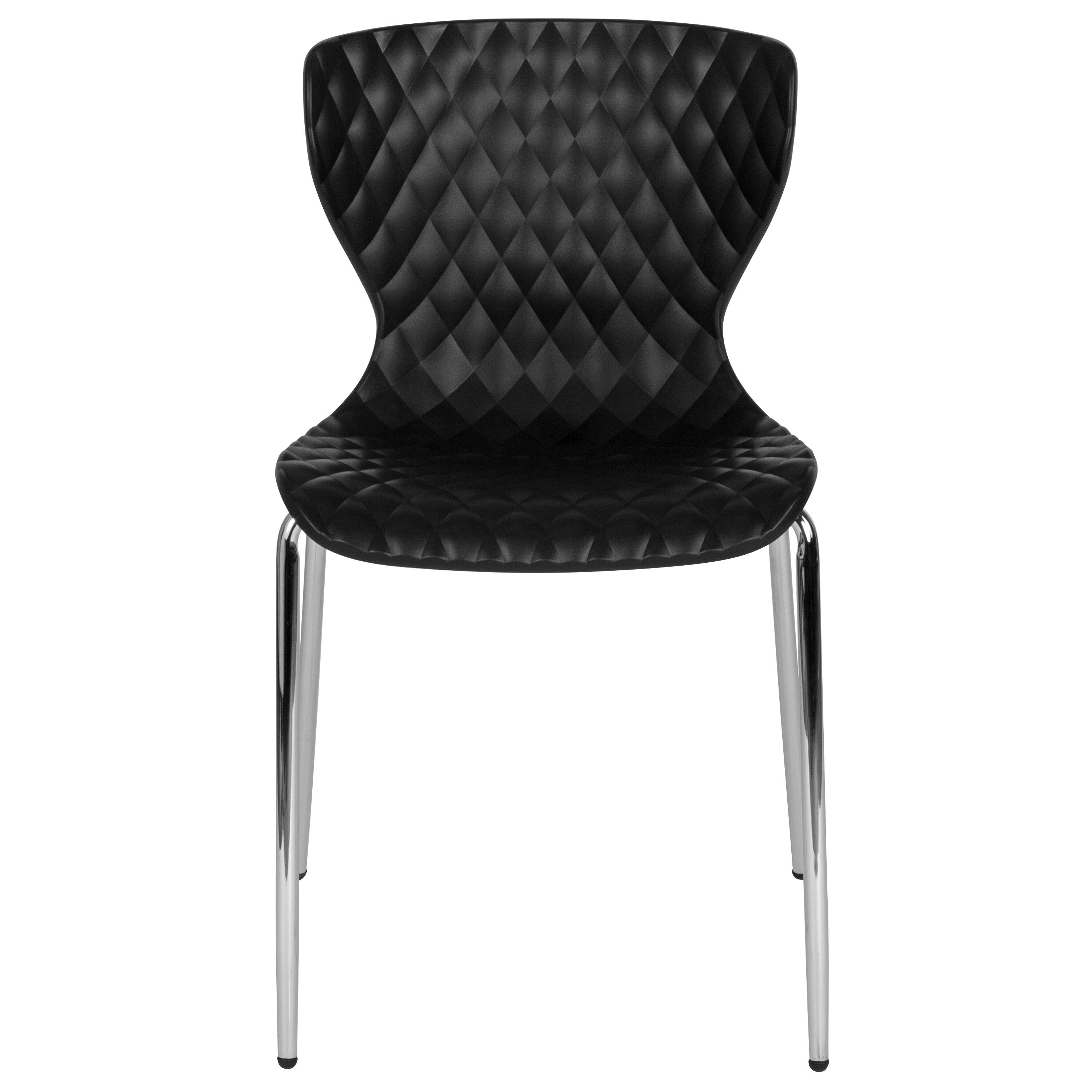 Alt View 8. Emma + Oliver - 4 Pack Contemporary Design Plastic Stack Chair - Black.