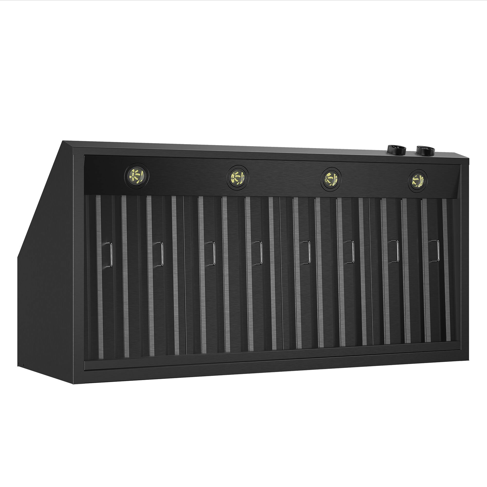 Left. Kucht - Pro Style 48 in. 1200 CFM Under Cabinet Range Hood, Dark Stainless Steel , Digital Controls - Dark Stainless Steel.