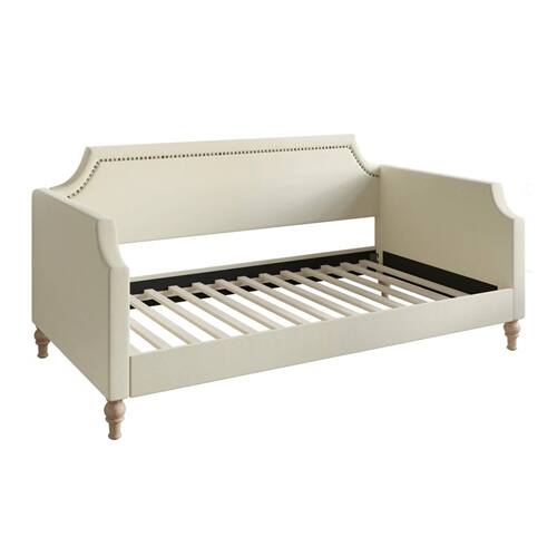 Front. SlickBlue - Fabric Daybed with Nailhead Trim, Polyester Upholstery for Living Spaces - Beige.