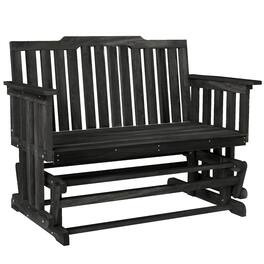 Outsunny - 2-Person Patio Swing Glider Bench with Quick Drying Design and Wide Armrest, Wood Rocking Chair Loveseat - Black