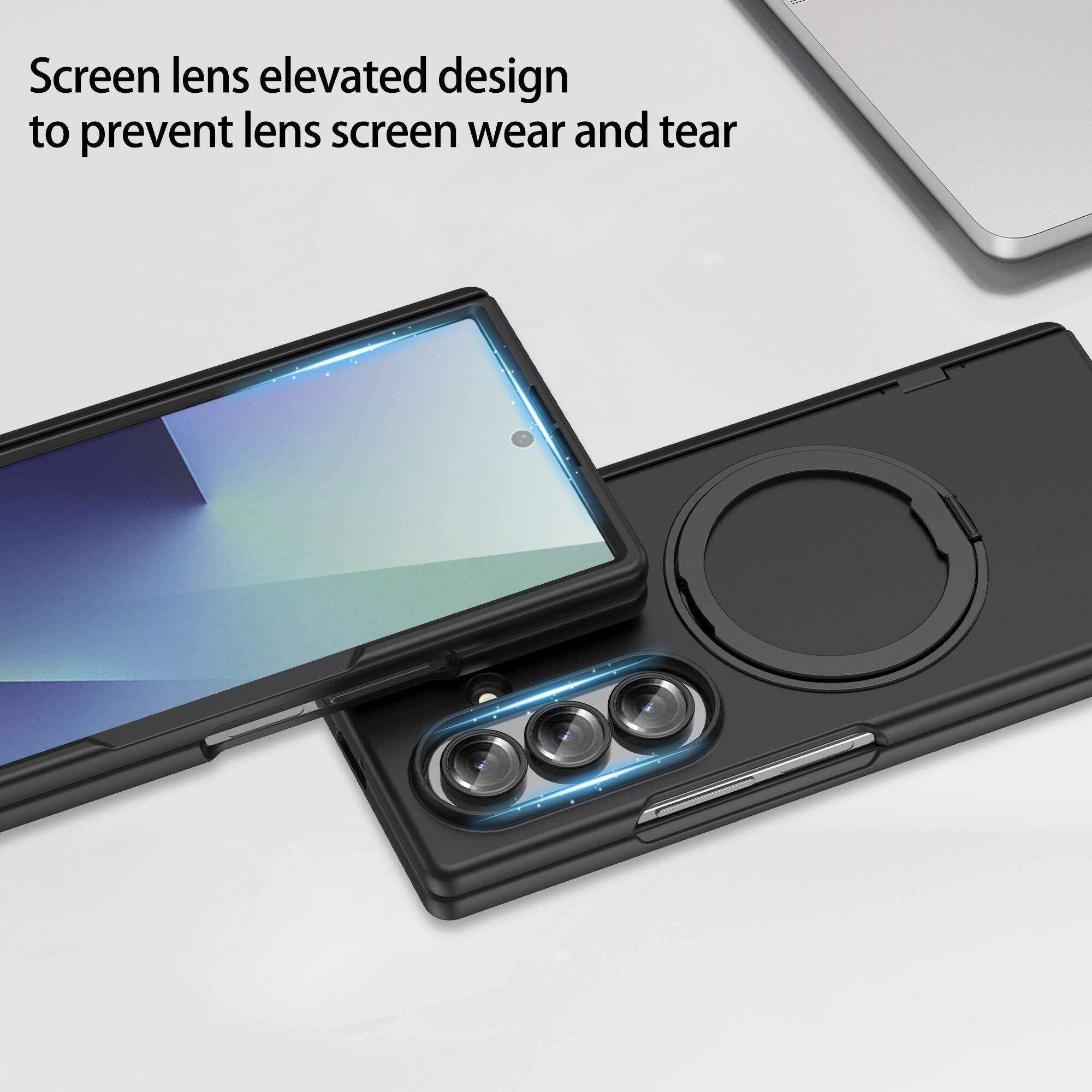 Screen lens elevated design to prevent lens screen wear and tear