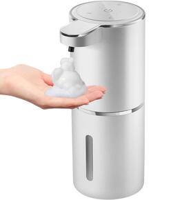 FINEAK - 4-Level Adjustable Foaming Soap Dispenser - Wall Mount USB Rechargeable - Silver