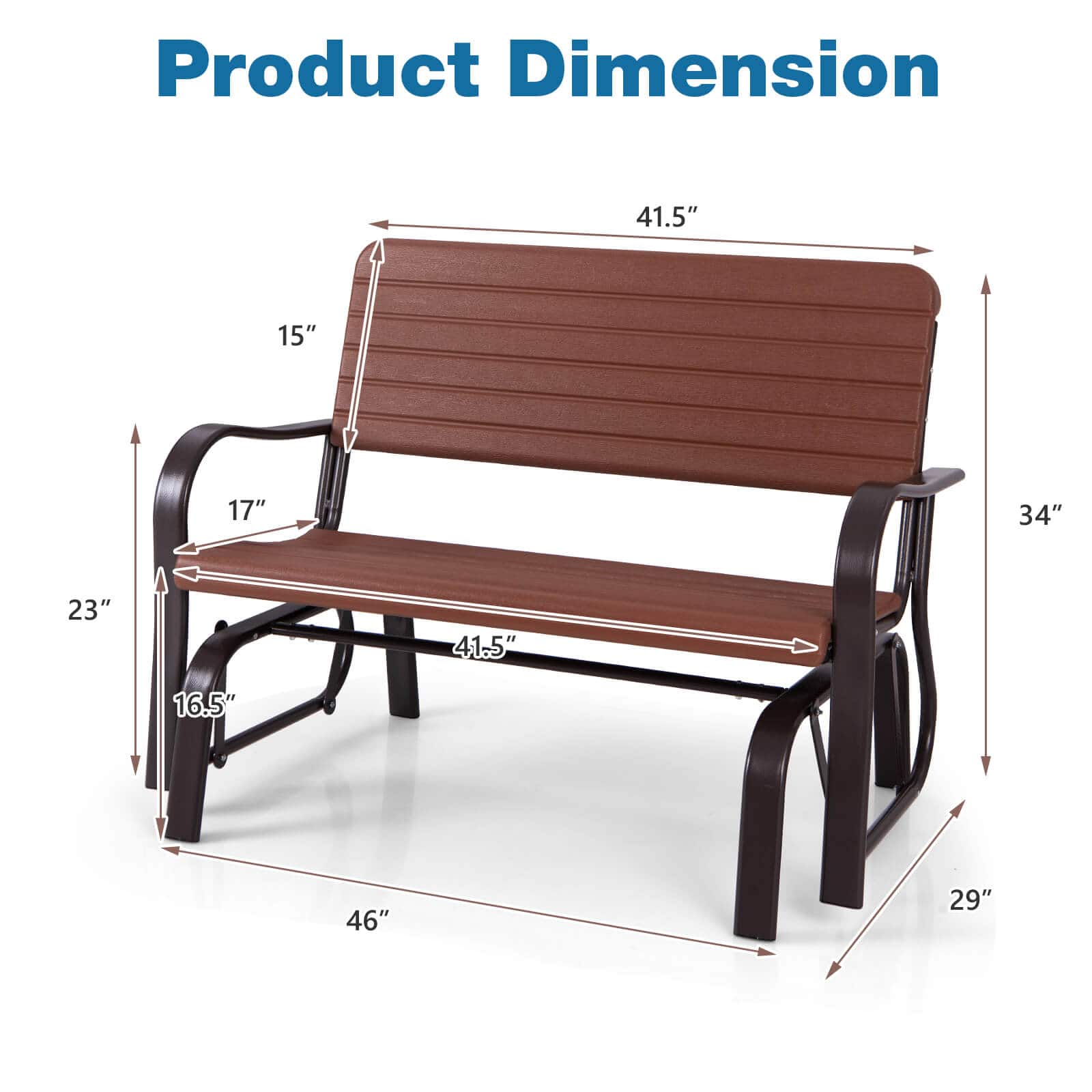 Product Dimension: 41.5" x 15" x 17" x 34" x 23" x 41.5" x 16.5" x 46" x 29"