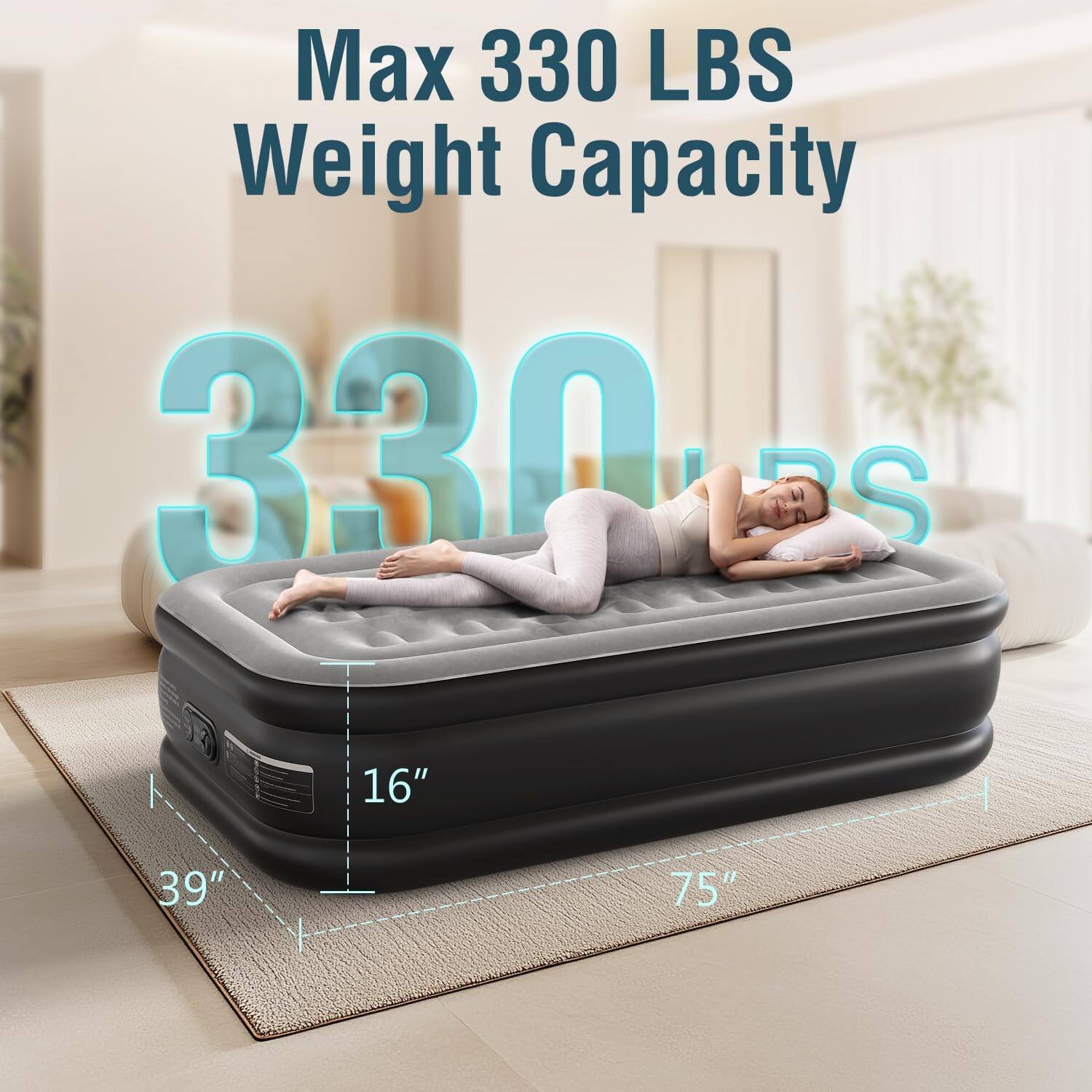 Max 330 LBS Weight Capacity, 16", 39", 75"