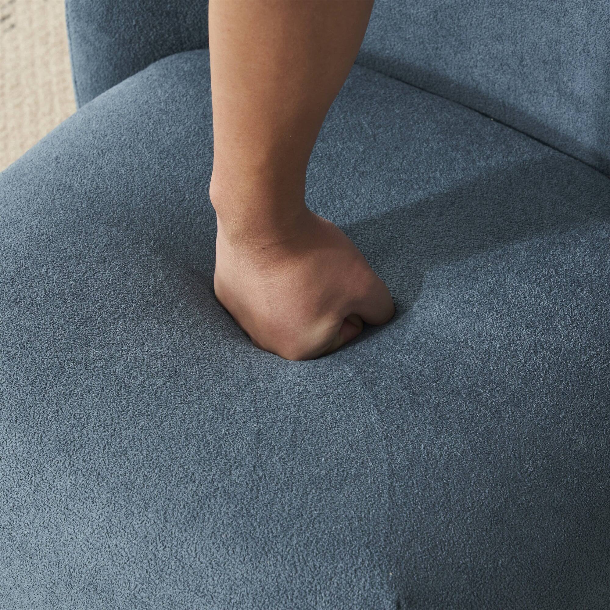 Alt View 5. Boyel Living - Blue Modern Low Back Upholstered Armless Living Room Chairs with Round Pine Wood Feet for Small Living Spaces - Blue.