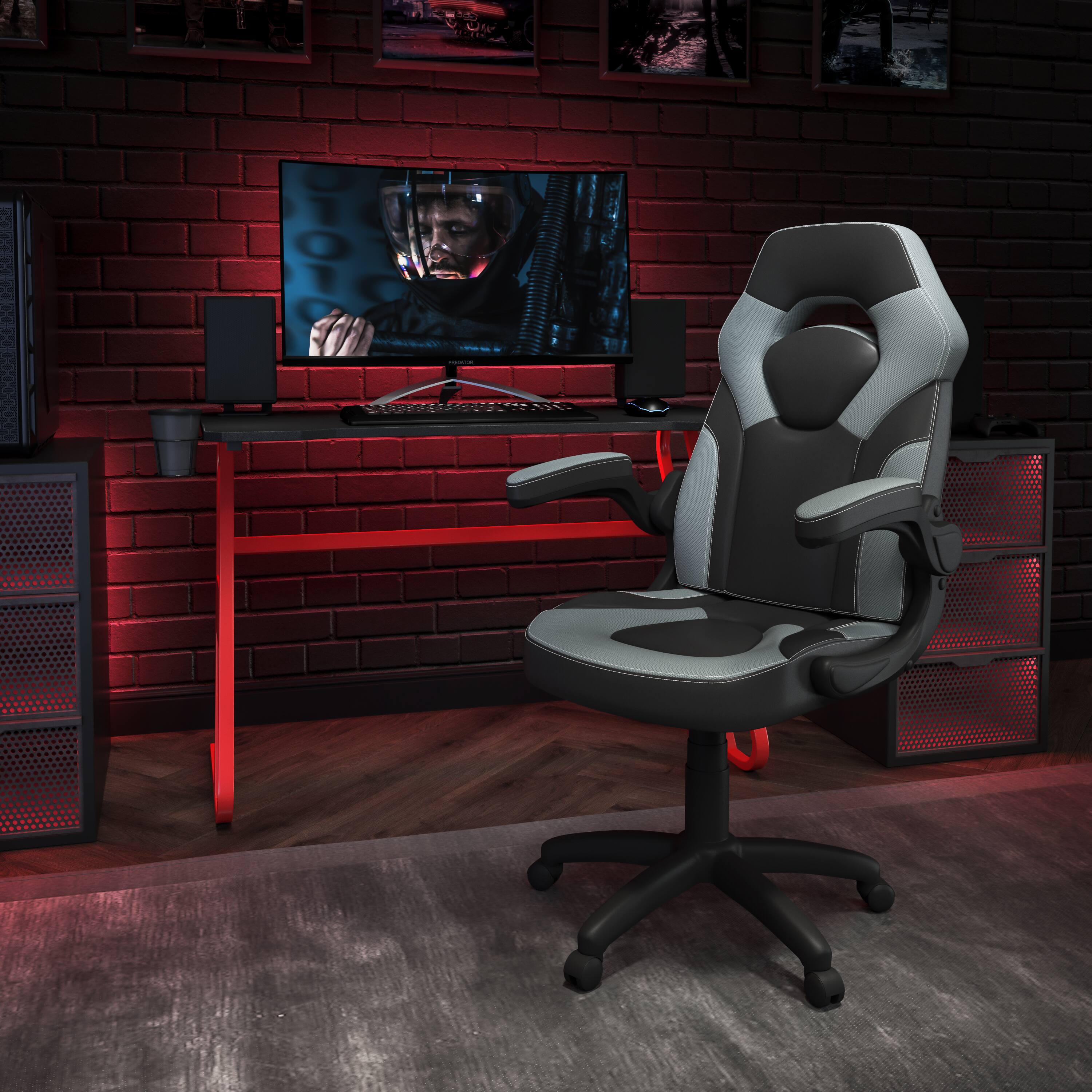 Flash Furniture Optis Red Gaming Desk and /Black Racing Chair Set with ...