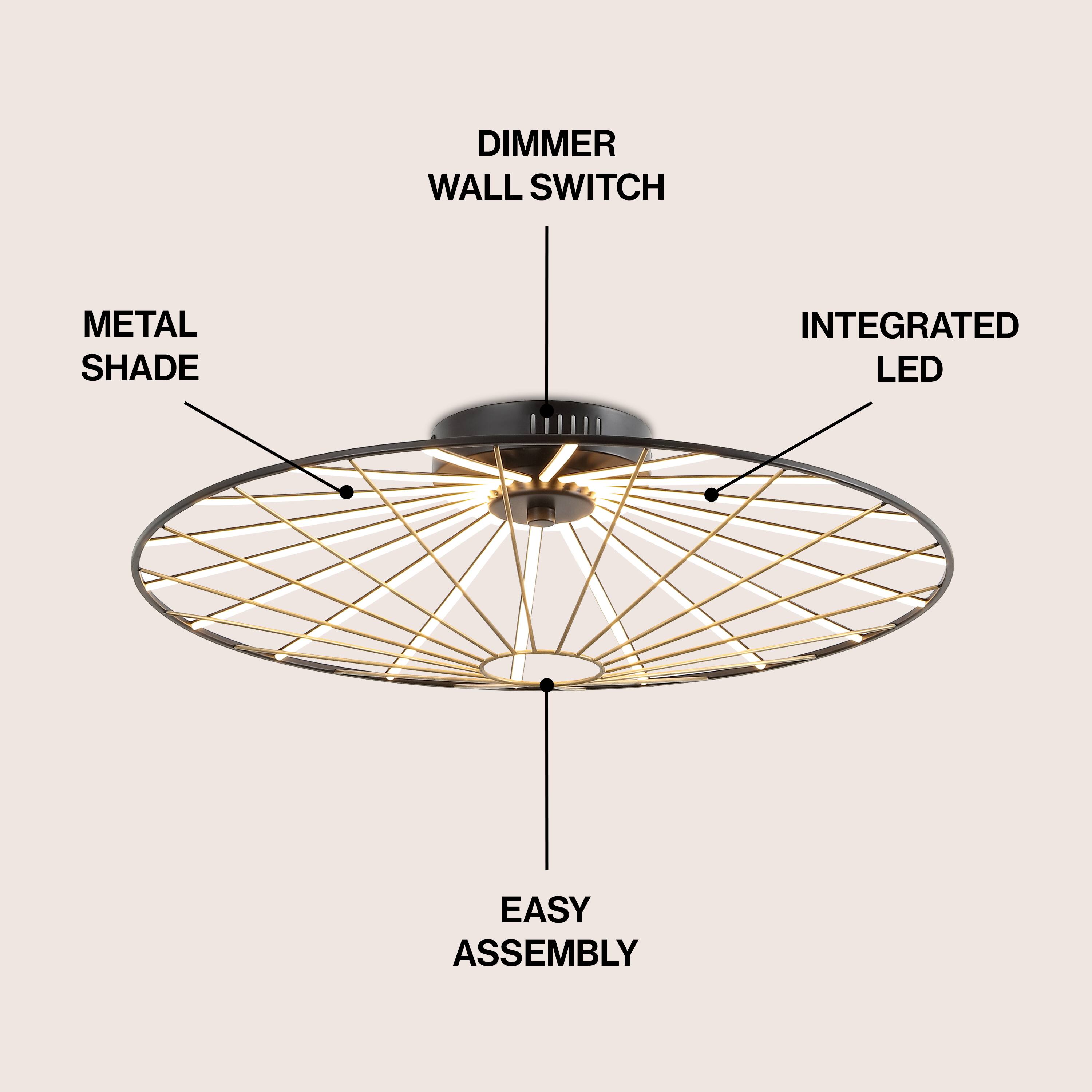 DIMMER WALL SWITCH METAL SHADE INTEGRATED LED EASY ASSEMBLY