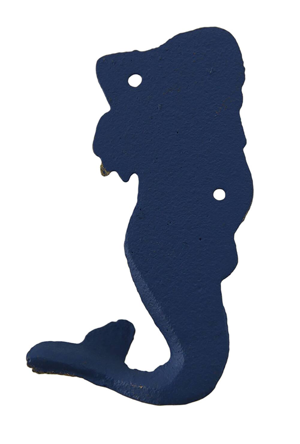 Alt View 2. Privilege - Set of 4 Blue Distressed Cast Iron Mermaids Decorative Wall Hook Set - Blue.