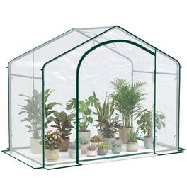 Outsunny - x 3' x 5' Portable Walk-in Greenhouse, Plastic Cover, Steel Frame Garden Hot House, Zipper Door