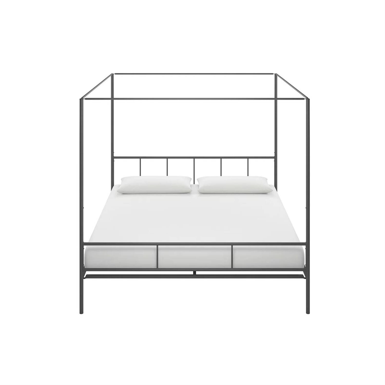 Angle. Hivvago - Hivvago King size Metal Canopy Bed Frame with Headboard and Footboard - Dark Gray.