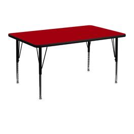 Emma + Oliver - 30x48 Rectangle Laminate Adjustable Preschool Activity Table - Red
