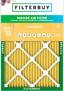 Filterbuy - 10x12x1 MERV 11 Pet & Allergy Defense, Electrostatic Pleated HVAC AC Furnace Air Filters Replacement (1-Pack) - Gold