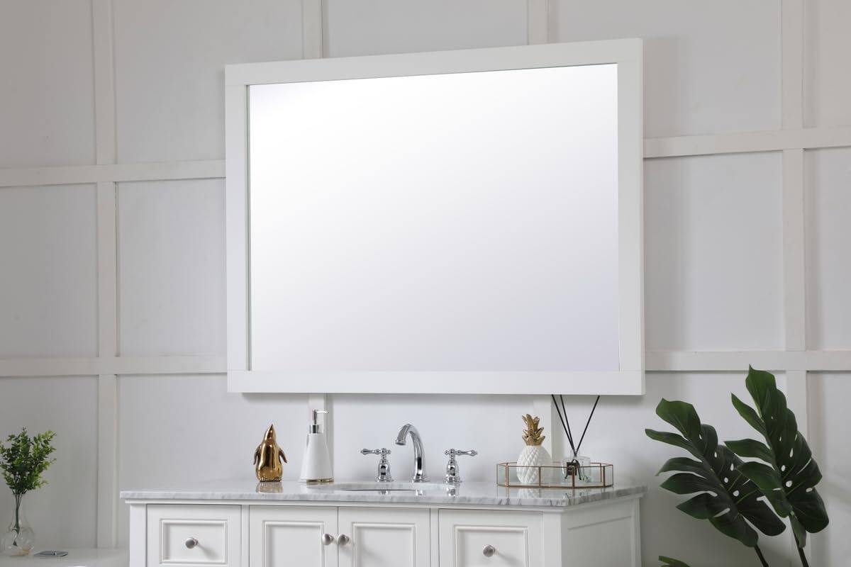 Alt View 1. Elegant Decor - Aqua rectangle vanity mirror 48 inch in White - White.
