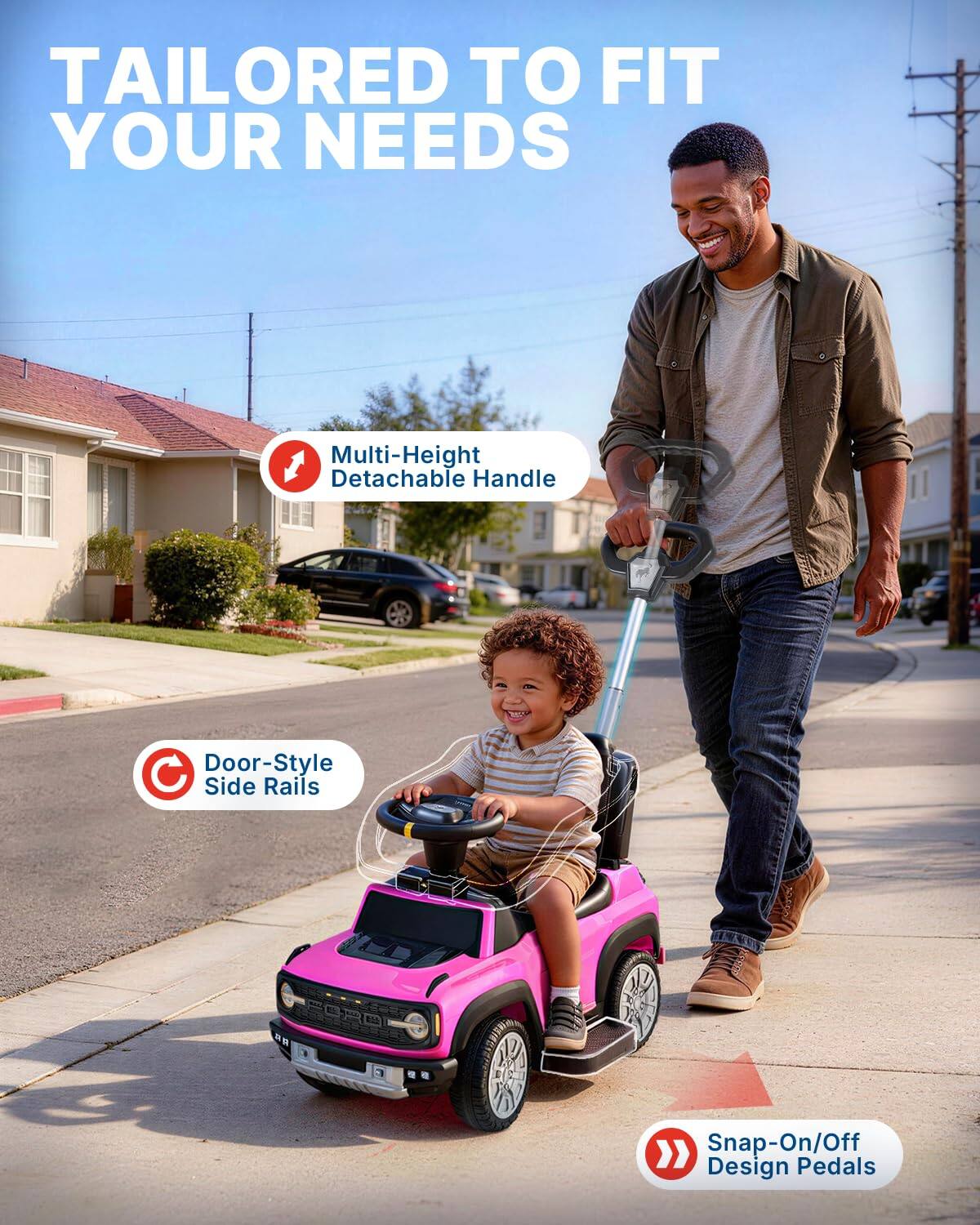 TAILORED TO FIT YOUR NEEDS

- Multi-Height Detachable Handle
- Door-Style Side Rails
- Snap-On/Off Design Pedals