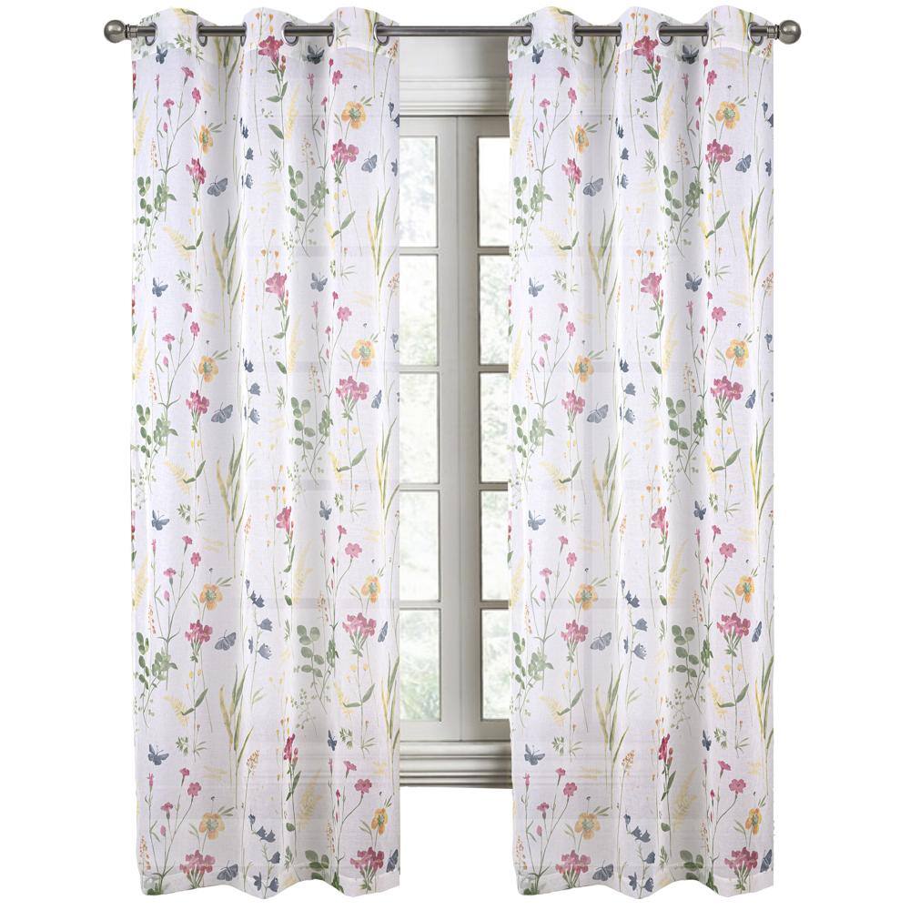 RT Designers Collection - Kelce Doily Grommet Light Filtering Window Curtains for Bedroom 54" x 90" - Rose