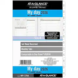 AT-A-GLANCE - 2026 8.5" x 5.5" Daily & Monthly Planner Refill Pages - White/Brown