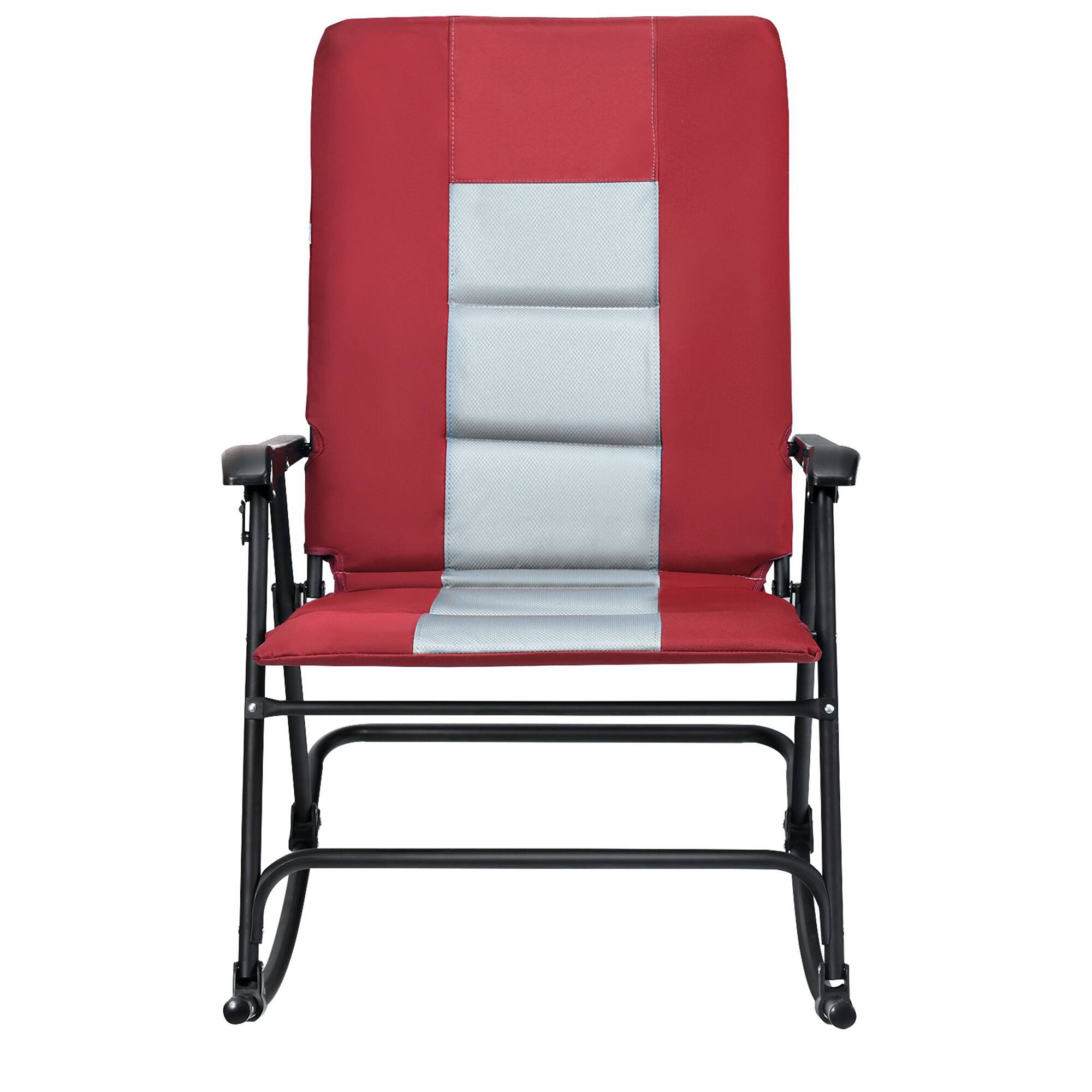 Alt View 3. Gymax - Gymax Set of 2 Padded Folding Rocking Chairs Patio Garden Yard Camping Red - Red.