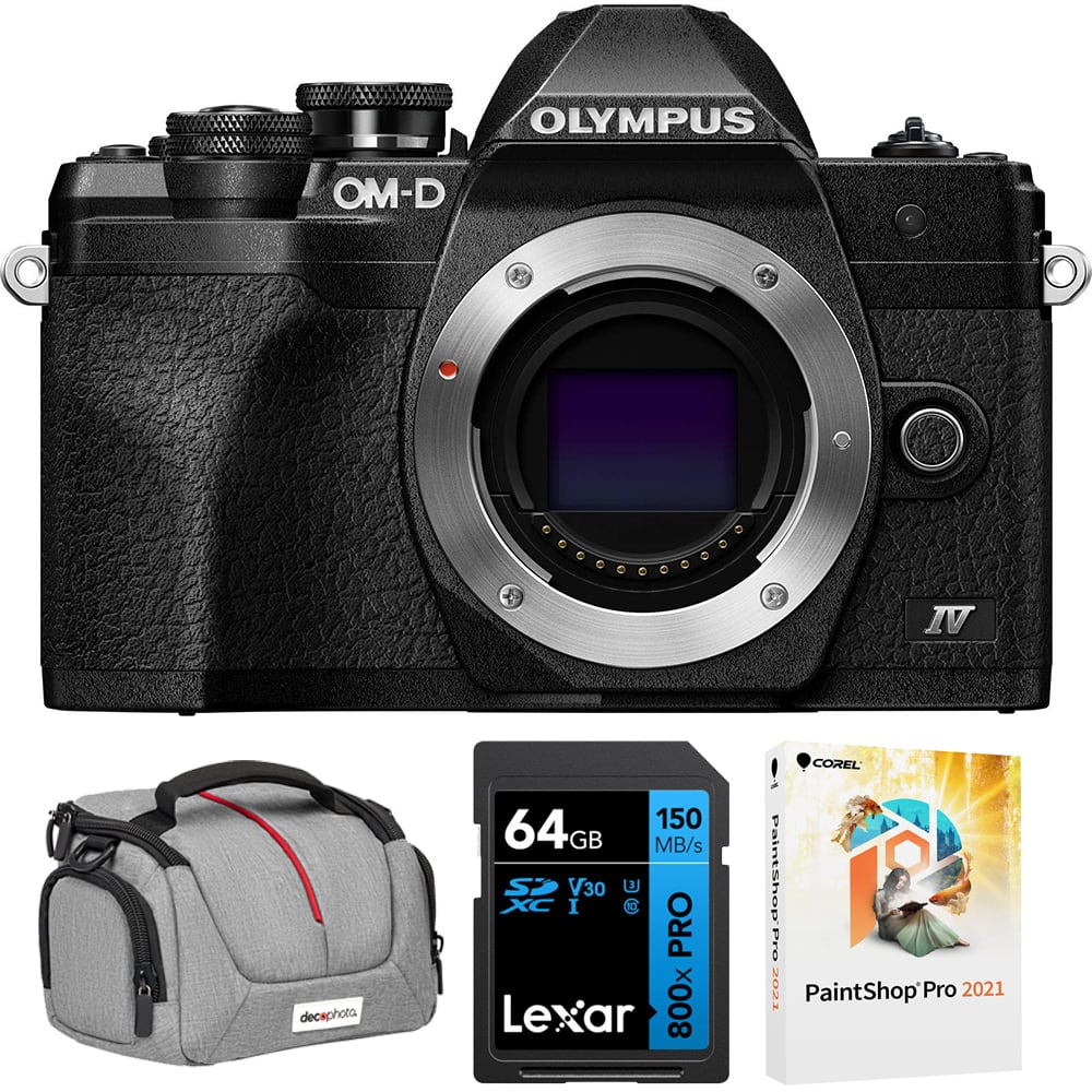 Bundle - OM System - Olympus Mark IV 20MP Digital Camera Body Black with 64GB Accessory Package