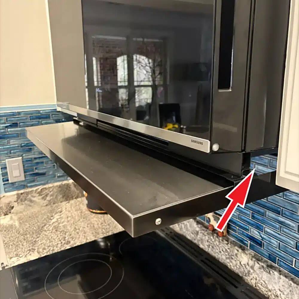 Angle. Microvisor - Side Panel for Retractable Extension Hood For Microwave Over The Range - Black.