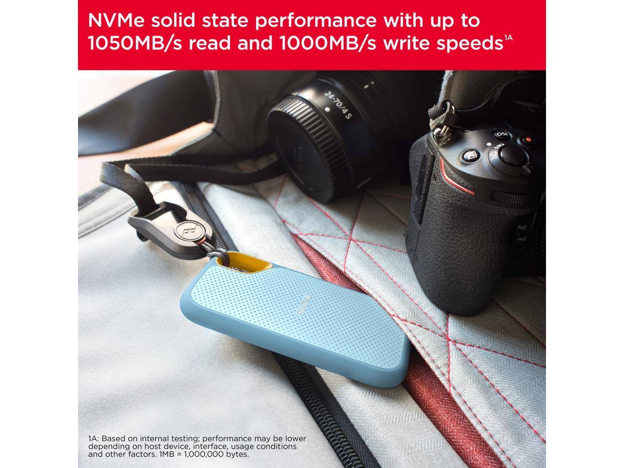 NVMe solid state performance with up to 1050MB/s read and 1000MB/s write speeds^1A

1A: Based on internal testing; performance may be lower depending on host device, interface, usage conditions and other factors. 1MB = 1,000,000 bytes.