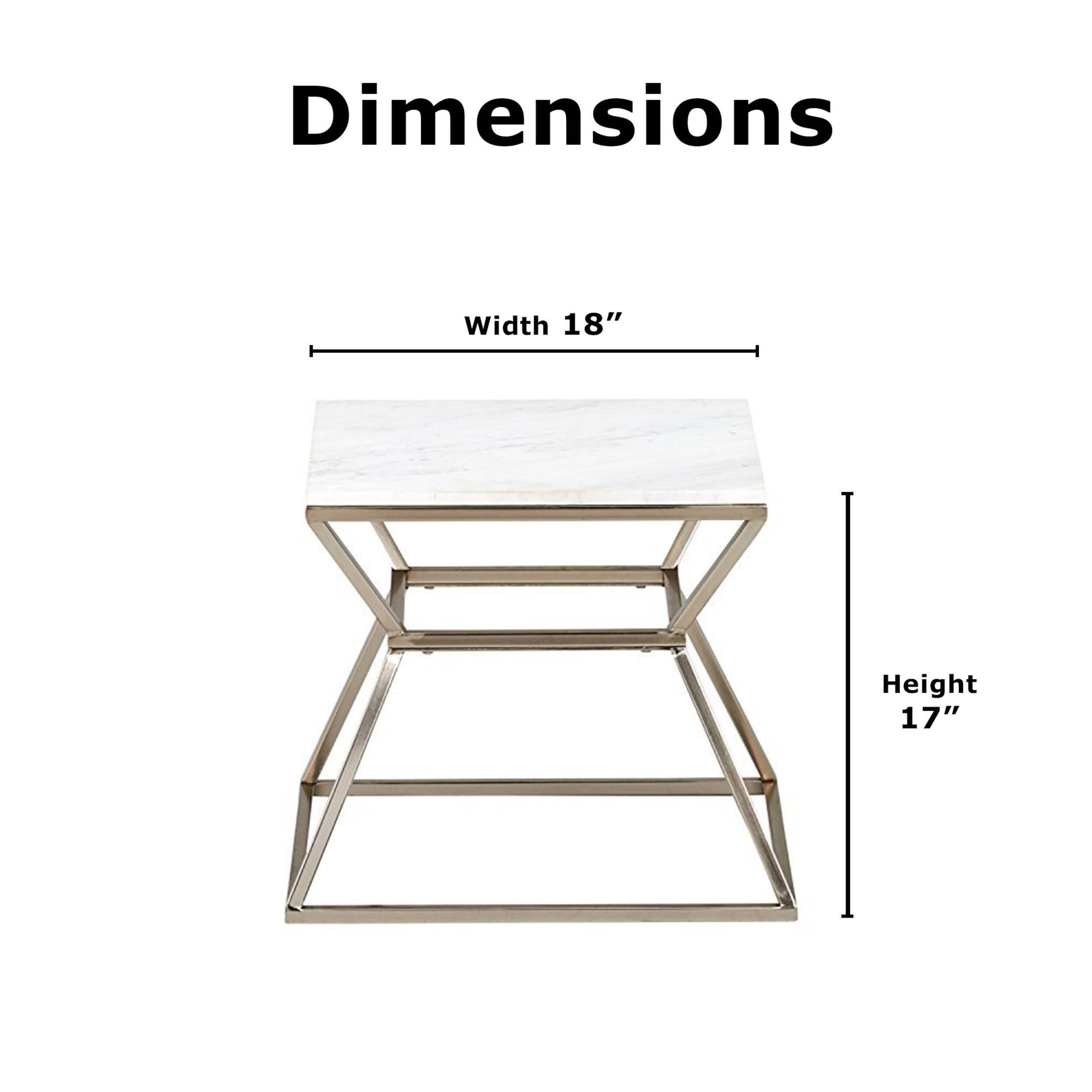 Angle. Adore Decor - Audrey Marble Side Table - Silver.