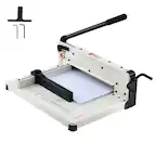 Front. VEVOR - Heavy Duty Paper Cutter, 12" Industrial Commercial Guillotine Paper Cutter for A4 Paper, 400 Sheet Capacity, Solid Steel - White.