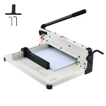 Front. VEVOR - Heavy Duty Paper Cutter, 12" Industrial Commercial Guillotine Paper Cutter for A4 Paper, 400 Sheet Capacity, Solid Steel - White.