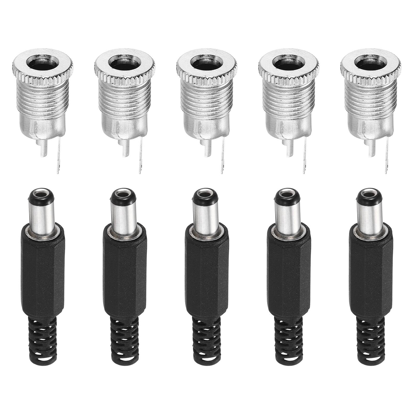 Front. Unique Bargains - 5pcs DC5521 Female Jack + 5pcs DC5521 Male Plug with Spacer for Guitar/Car Audio/Power Supply - Black.