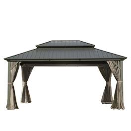 Mondawe - 12' X 16' Spacious Hardtop Gazebo for Patio with Double Roof Design - Gray
